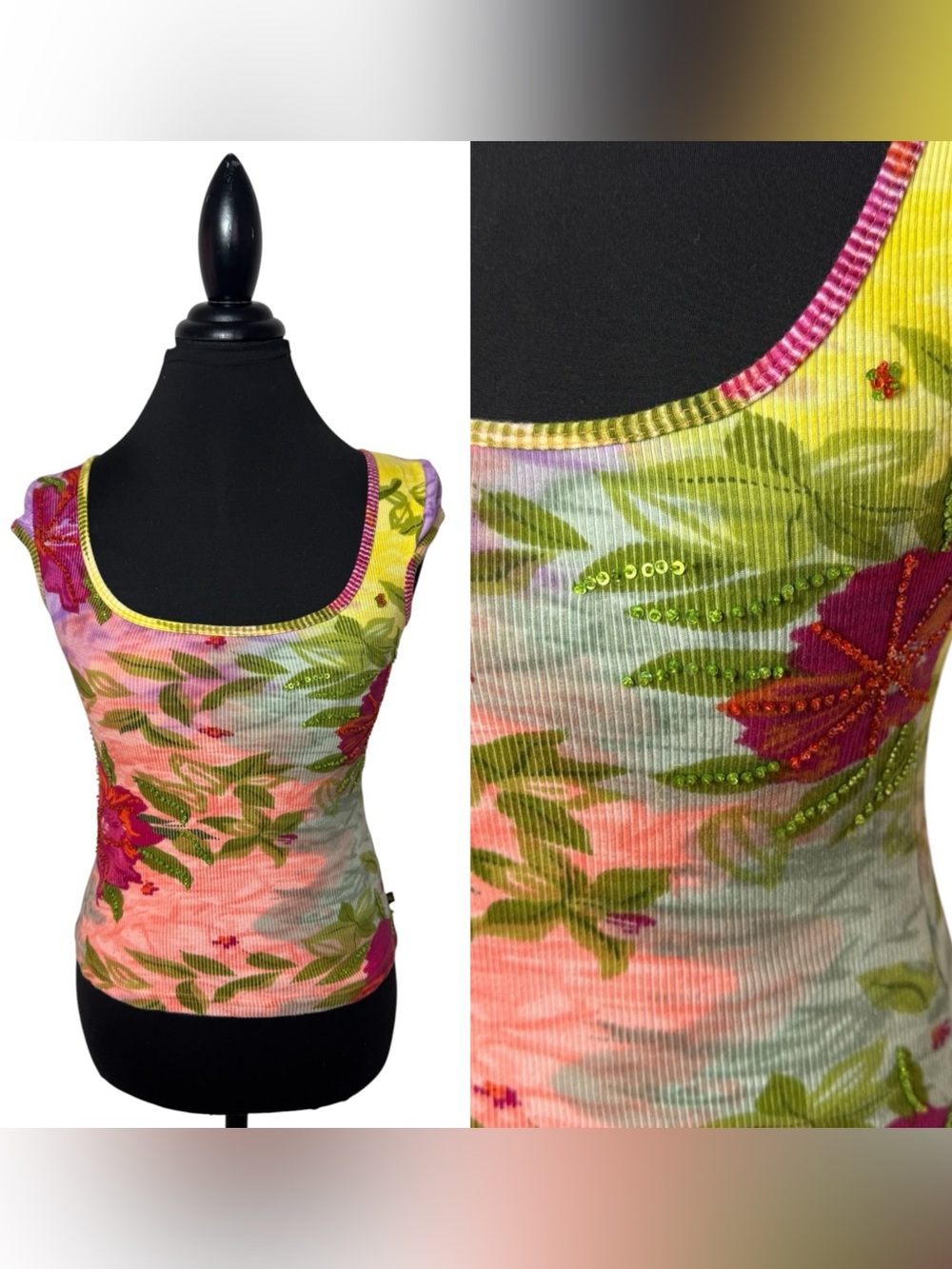 Vtg Chaudry Embellished Top